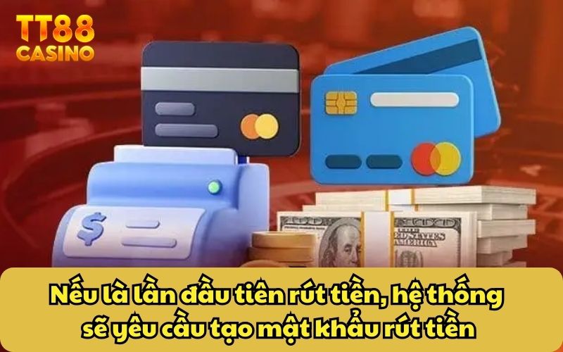 Nếu là lần đầu tiên rút tiền, hệ thống sẽ yêu cầu tạo mật khẩu rút tiền